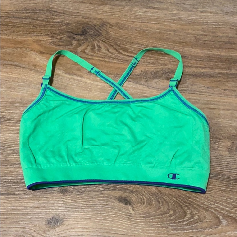 Bright green sports bra